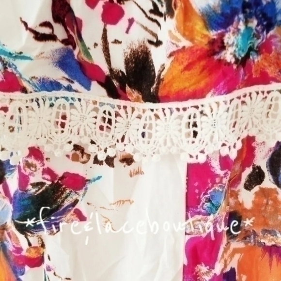 UMGEE WATERCOLOR LACE TRIM MAXI DRESS SZ L - Picture 2 of 7